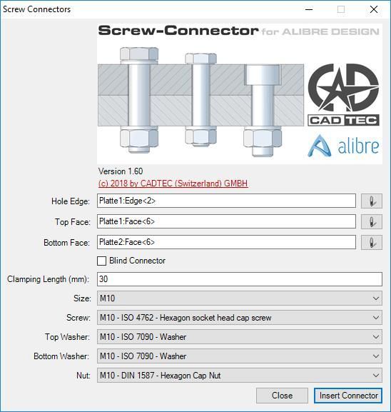 Screw Connection Manager for Alibre Design