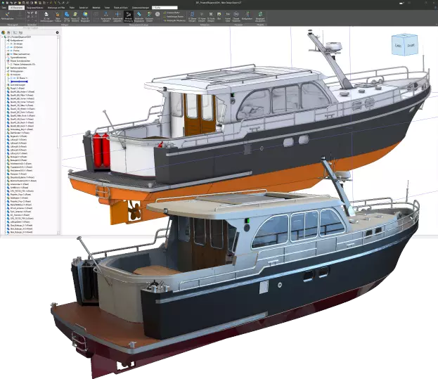 Alibre Design CAD/CAM parametrisches CAD-Programm. Boot Meander von Konstruktionsbüro Inneichen Online.