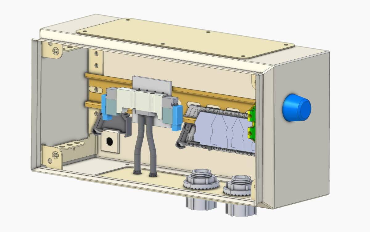 Elektronikbauteile in einem Blechgehäuse