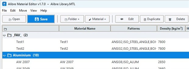 Alibre Material Editor English and German