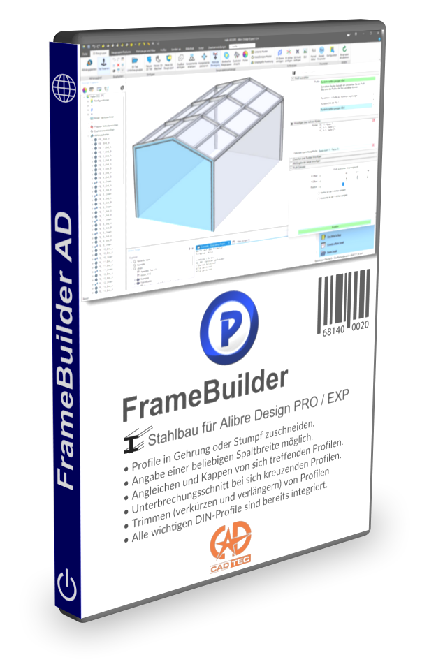 Frame Builder, Rahmenbau, Stahlbau, Metallbau für Alibre Design PRO und EXP