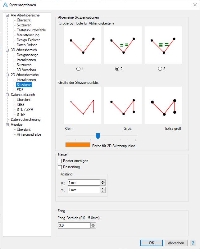 Alibre Design Einstellungen und Optionen
