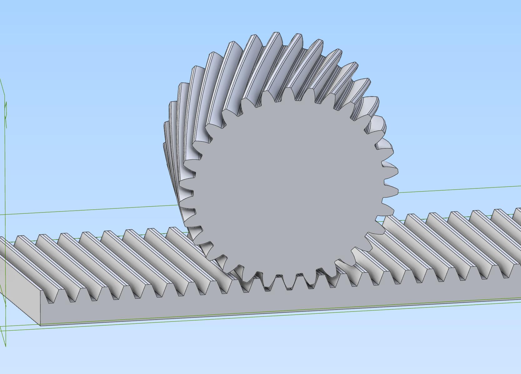 Zahnstange und passendes Stirnzahnrad für Alibre Design